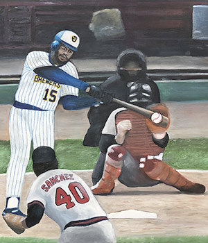 Painter - Baseball Oil Painting of Cecil Cooper of the Milwaukee Brewers 1982 - baseball sports art