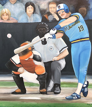 Painter - Baseball Oil Painting of Robin Yount of the Milwaukee Brewers 1982 - baseball sports art