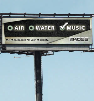 KOSS Corporation Headphones Billboard Concept designed by Wisconsin Graphic Designer