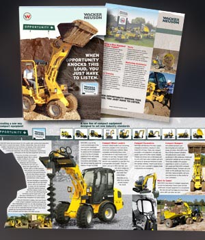 Wacker Neuson construction equipment magazine insert advertising design by Milwaukee Art Director