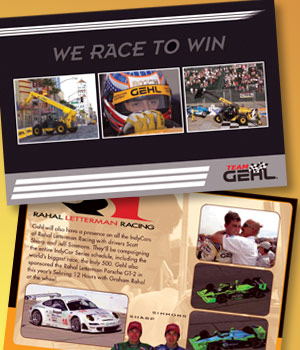Brochure Designer - Sports marketing racing sponsorship brochure for Gehl Company