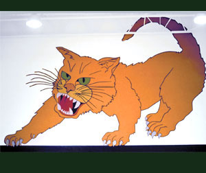 Graphic Designer/Illustrator and Mural Painter - Cat Mascot Logo High School Gymnasium Mural Painting - Wisconsin