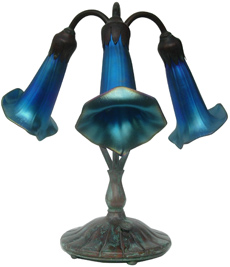 Blue shades on Glass Lilly Lamp