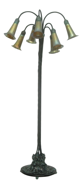Tall Lilly Lamp with Gold Glass Shades